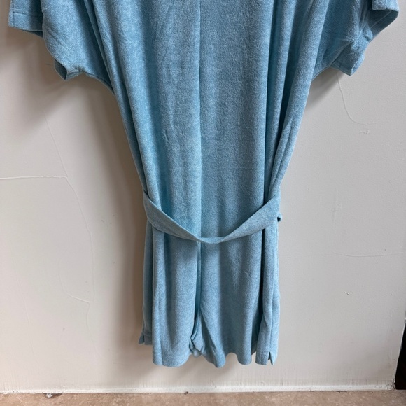 Andie Swim Light Blue Short Sleeve Collar Button Up Shorts Romper Womens Size S - Picture 7 of 16